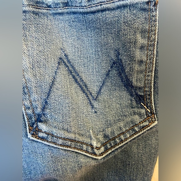 MOTHER Blue Cropped Distressed Jeans - Picture 13 of 16
